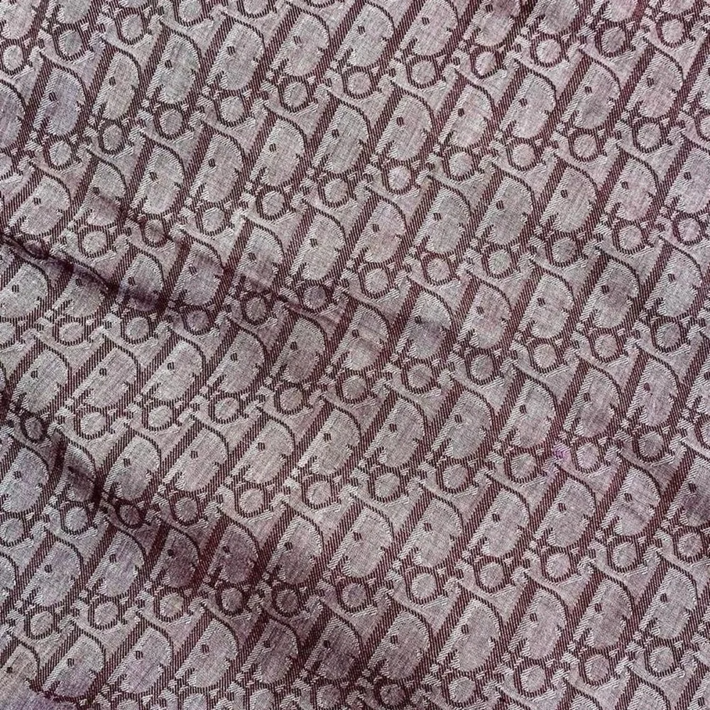 Vintage Christian Dior Cotton Dusty Lavender Purple Monogram Print Scarf